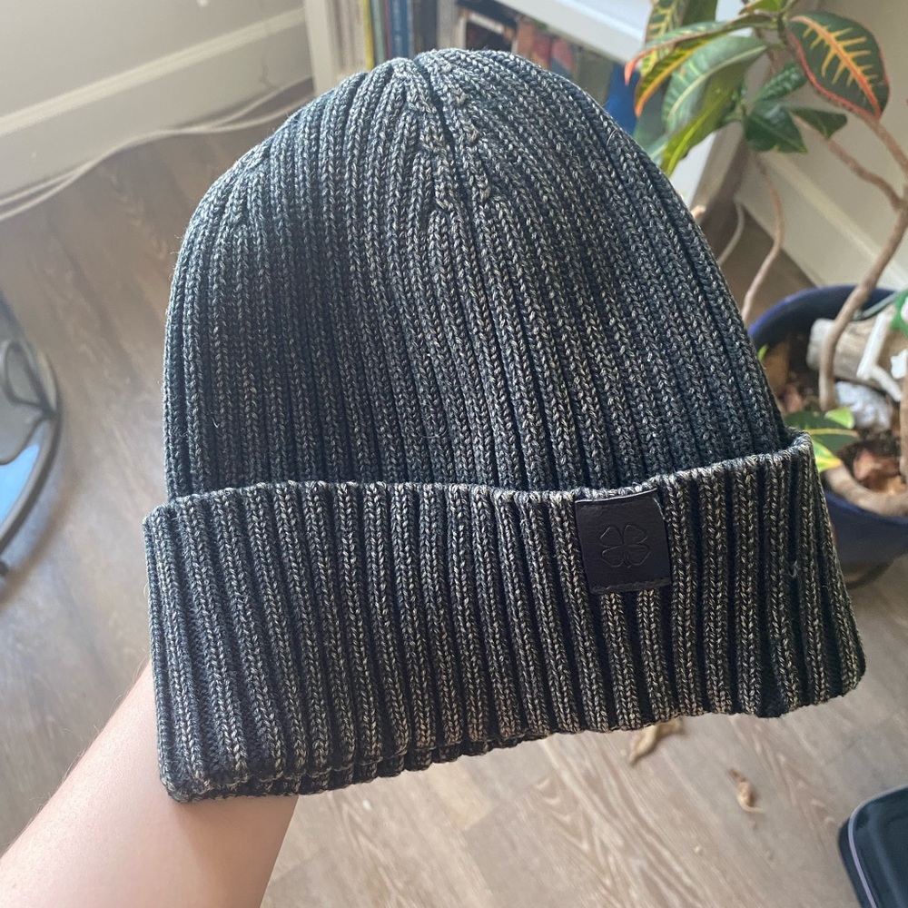 Lucky Brand Black and Gray Knit Beanie